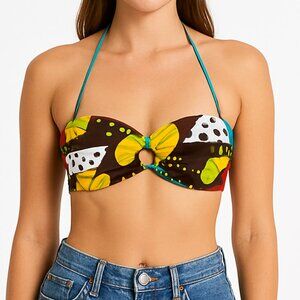 Vintage 90s Candies String Bikini Top Geometric Multi Color Womens Size Large